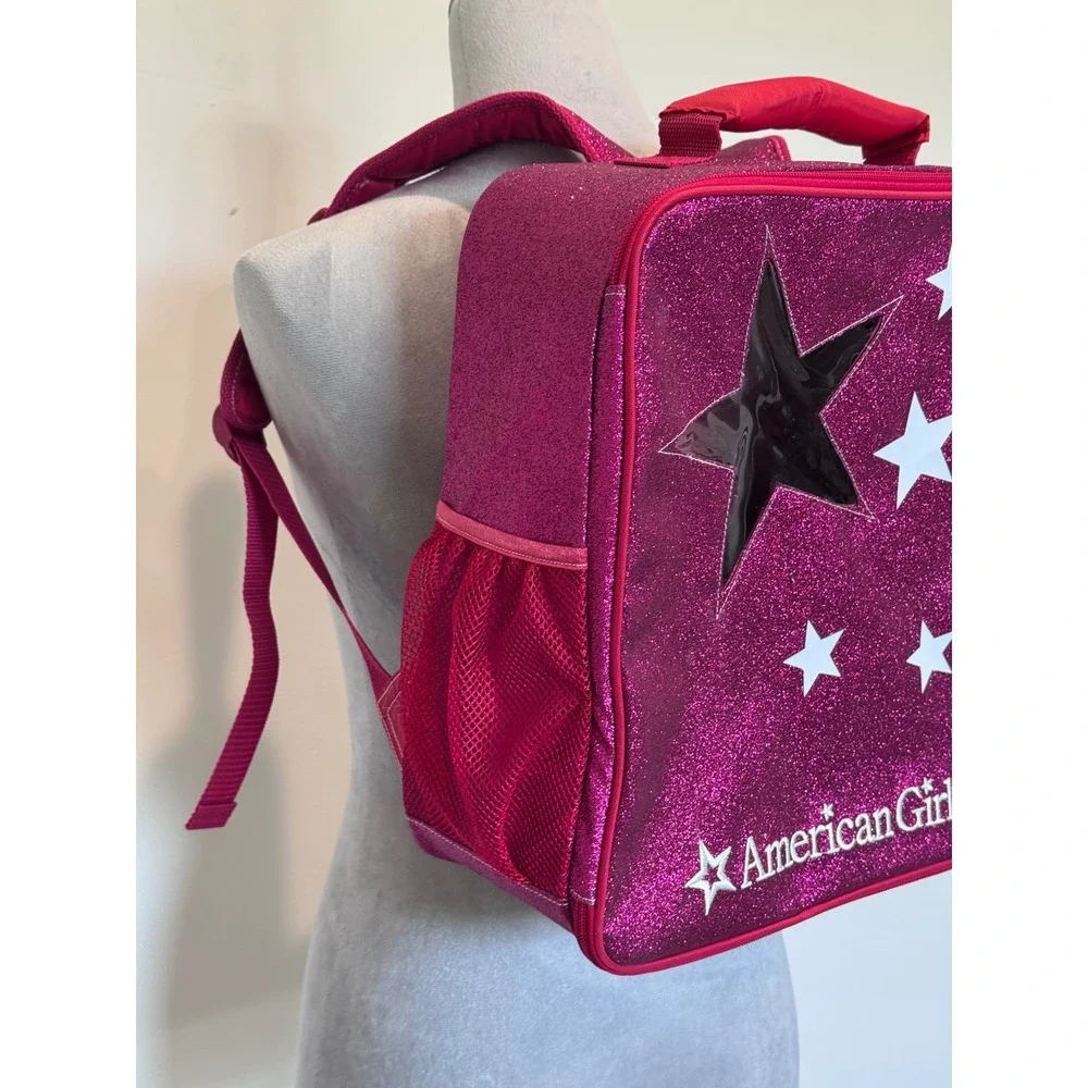 American Girl Pink Glitter Star doll carrier backpack Padded Straps Travel Bag